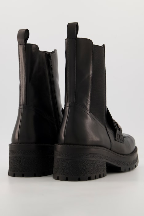 Chelsea-Lederboots, Kette, extralanger Schaft, Weite H