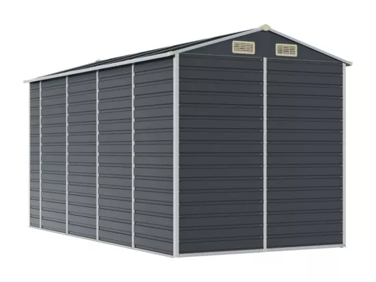 Abri de jardin anthracite 191x385x198 acier galvanisé