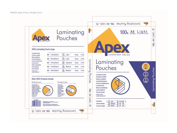 Lamineringslomme A4 klar 75/80 micron - (100 stk.)