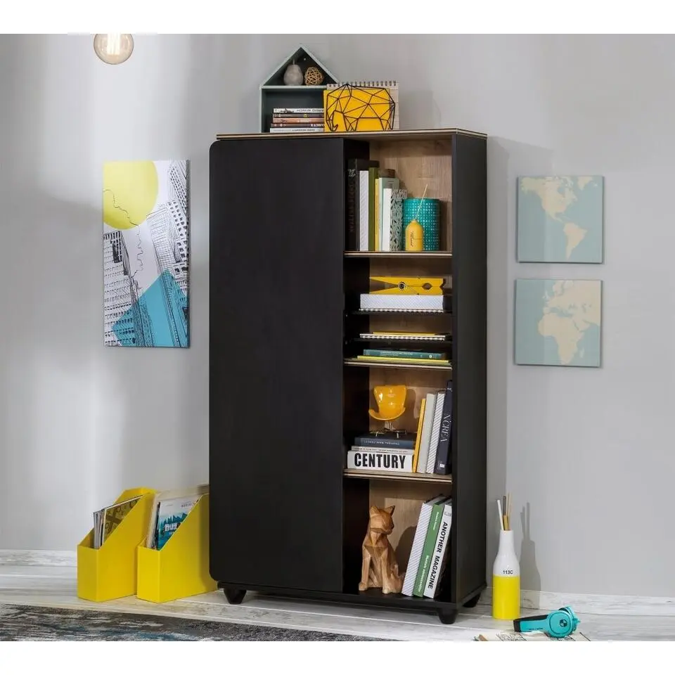New York Compact boekenkast kast zwart tienerkamer
