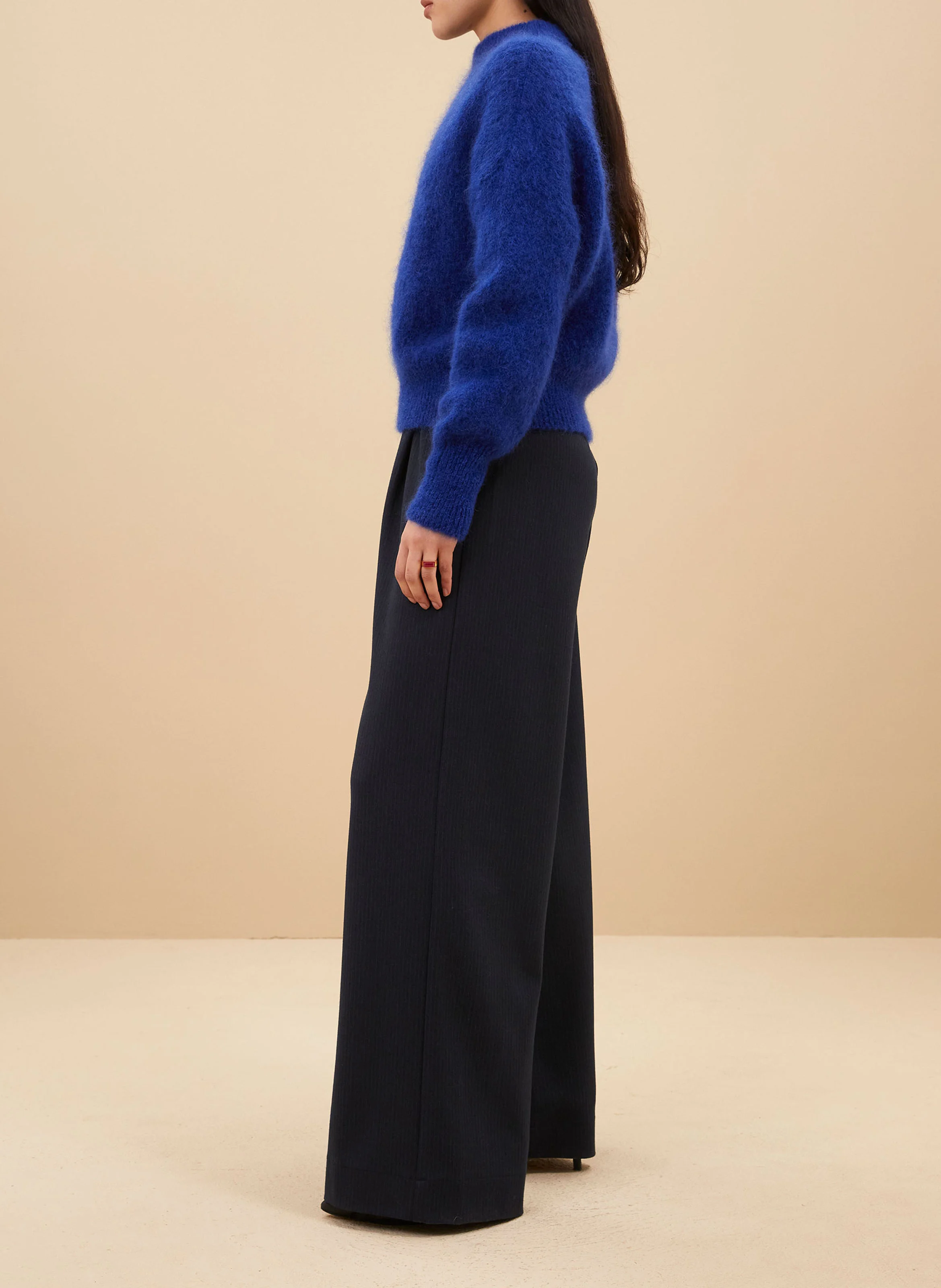 SONNY - Pull col rond en laine mélangée | Bleu