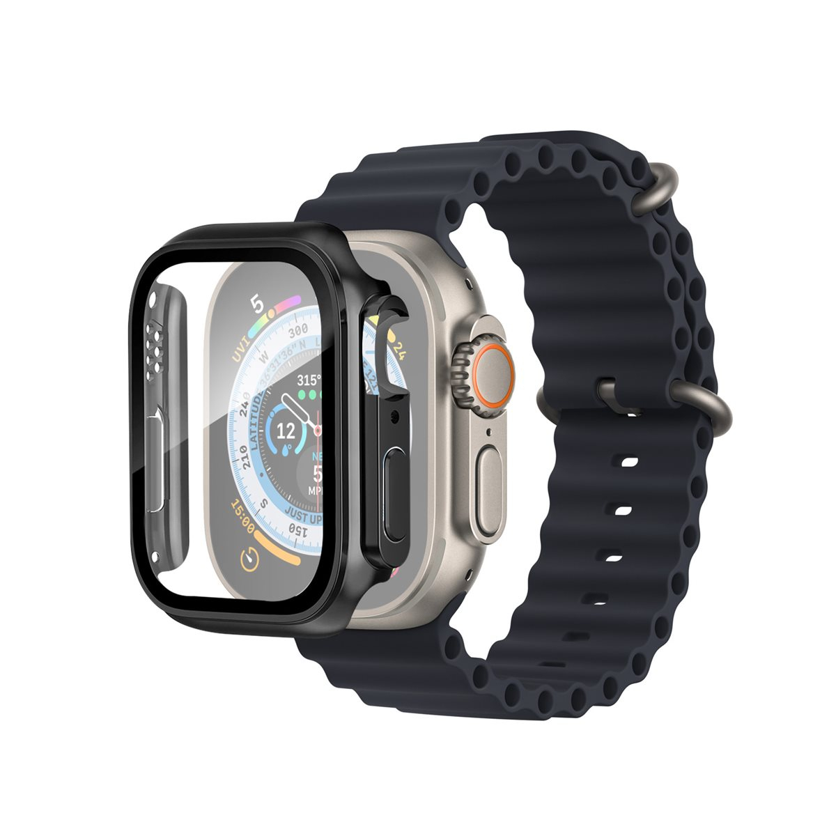 Apple Watch Ultra 3 / Ultra 2 / Ultra (49mm) Mountain Glass Full Case Screen Protector (EGSP00897) - Schwarz