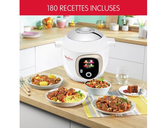 MOULINEX - Autocuiseur COOKEO+ 180 recettes 6L Blanc Silver CE85BA10