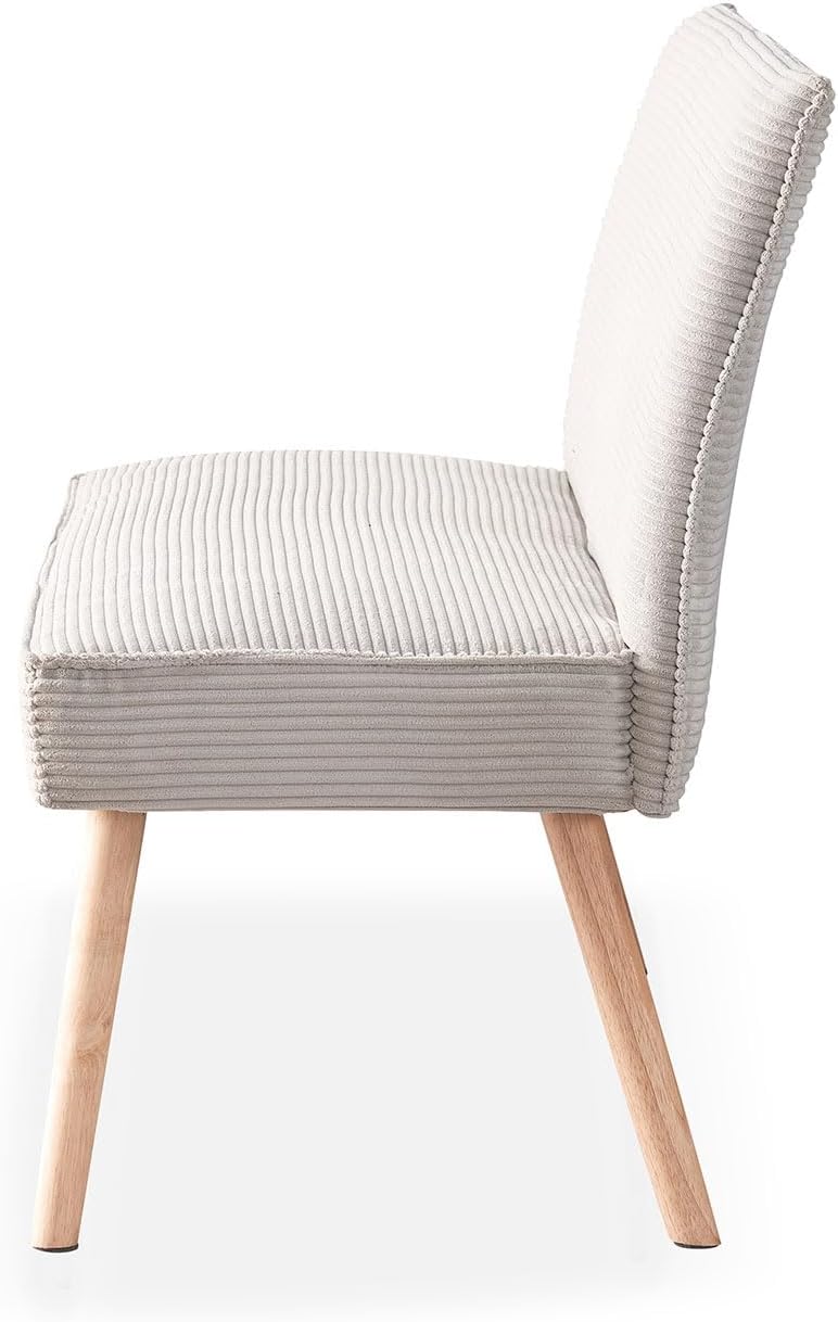 B&D home Sitzbank Paul, Kord Stoff Esszimmerbank 140cm gepolstert Holzbank für Esszimmer, Flur, Garderobe mit Massivholzbeinen, skandinivisch modern Design, Grau, 11309-140-GRAU