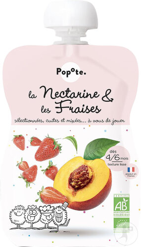 Popote Gourde Nectarine Et Fraises Dès 4/6 Mois Bio 120g