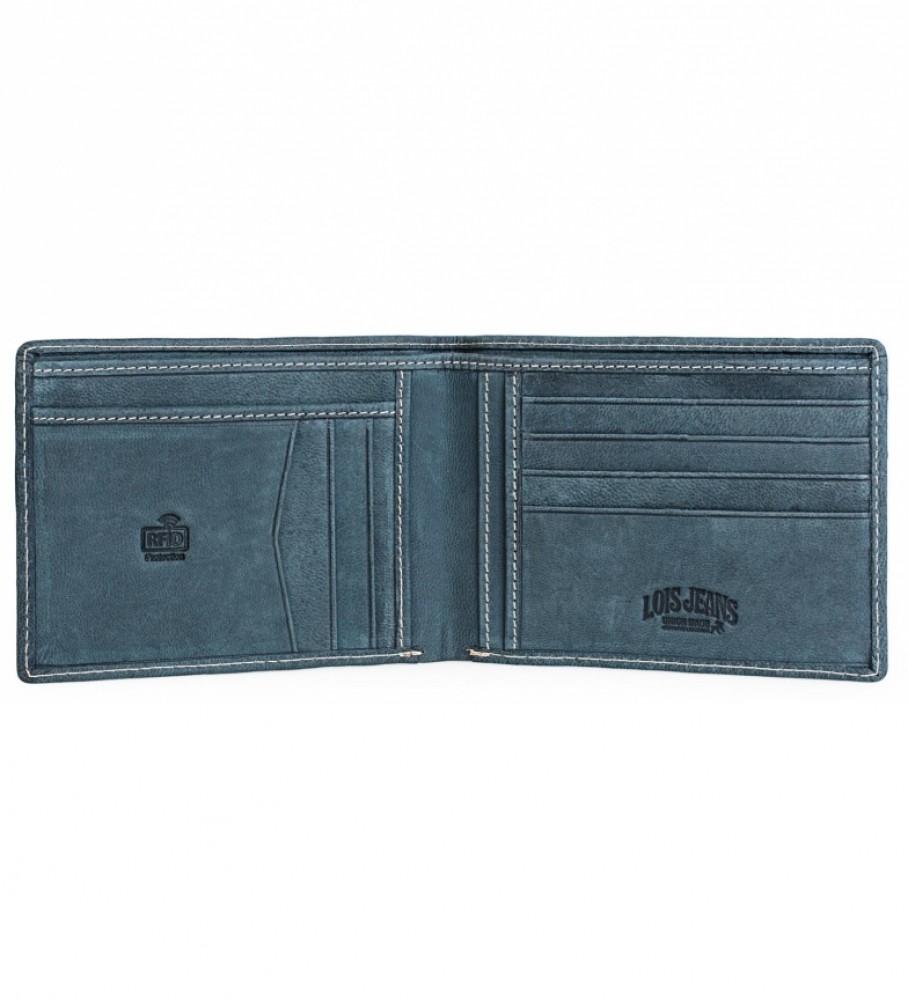 Carteira de couro Lois 201507 Azul - 11,5 x 9 cm -