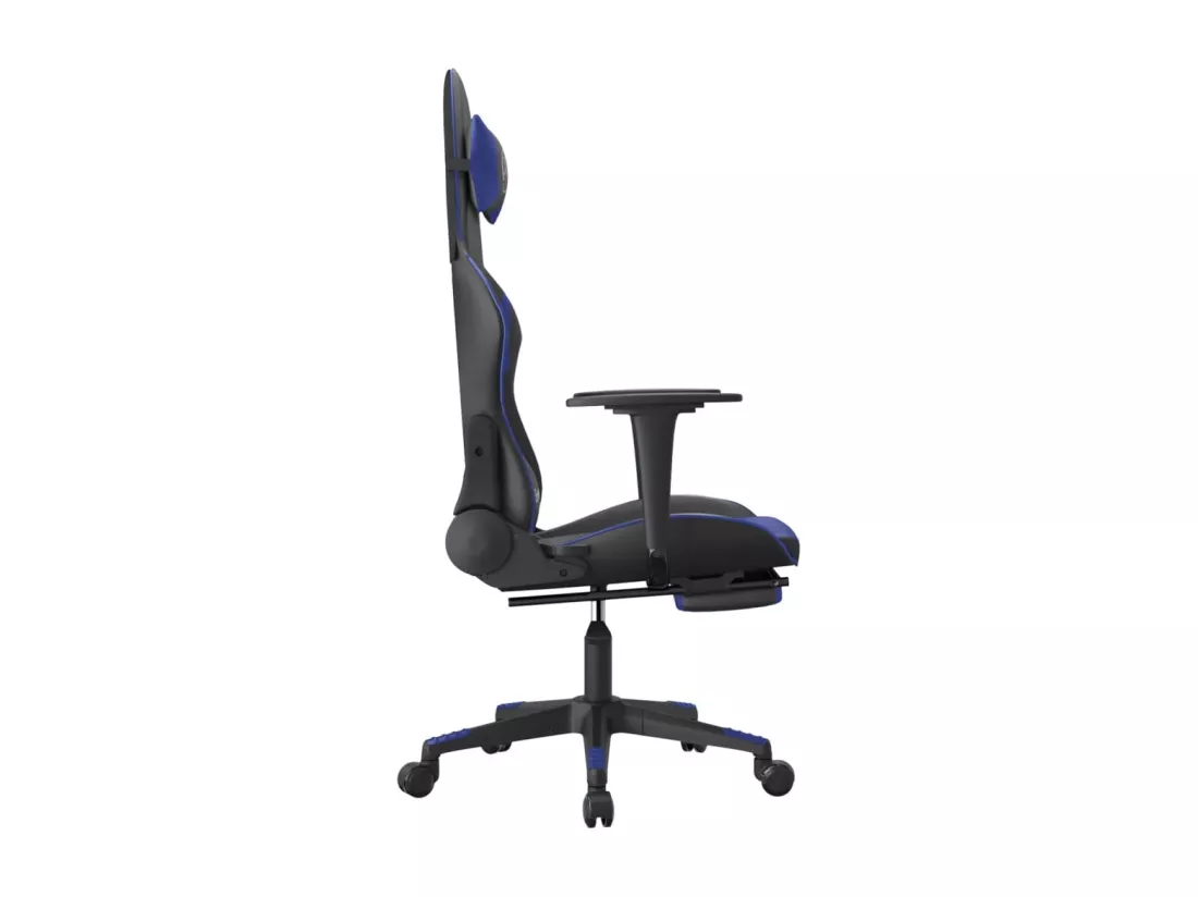 Chaise de jeu avec repose-pied Noir et bleu Similicuir