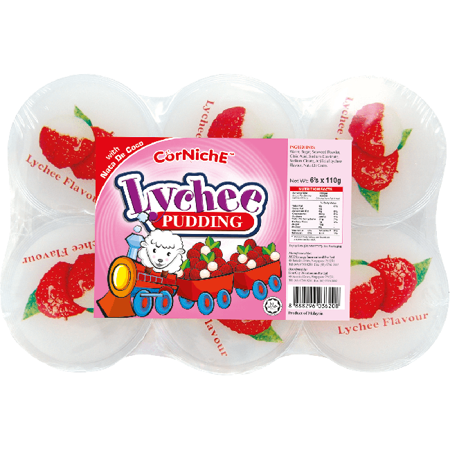 Corniche Lychee Pudding met Nata de Coco 6x110g