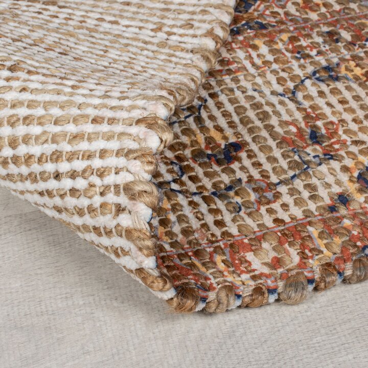 Jute loper - Mauro Vintage Bruin/Blauw | Uniek!