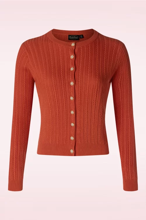 Vixen Chloe kabel gebreid vest in oranje