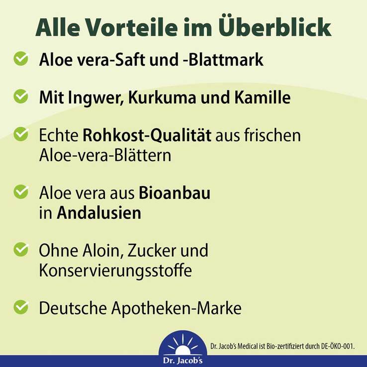 Aloe Vera-Gel-Saft Ingw.Kurk.Kamil.Bio Dr. Jacob`s, 1000 ml
