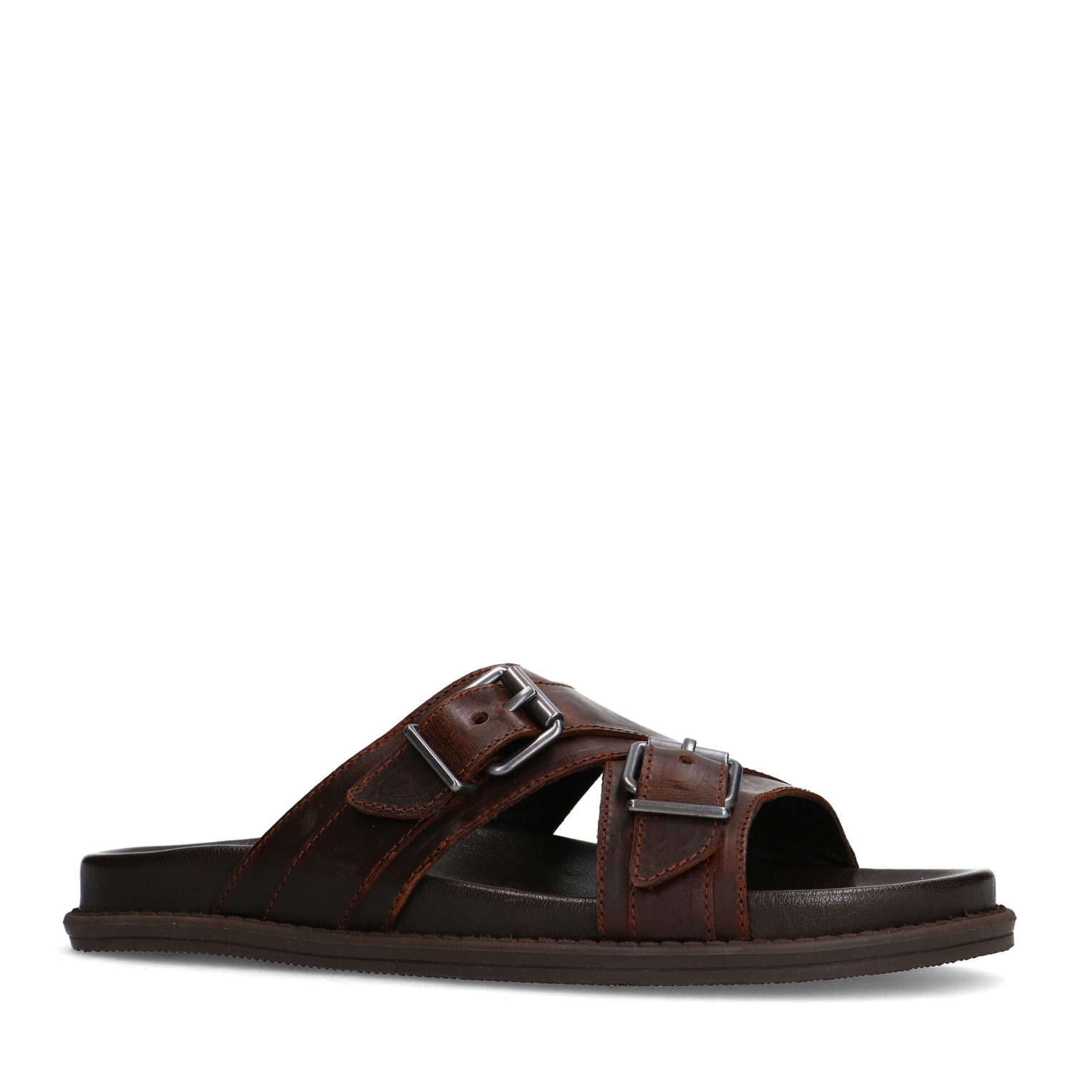 Bruine leren slippers