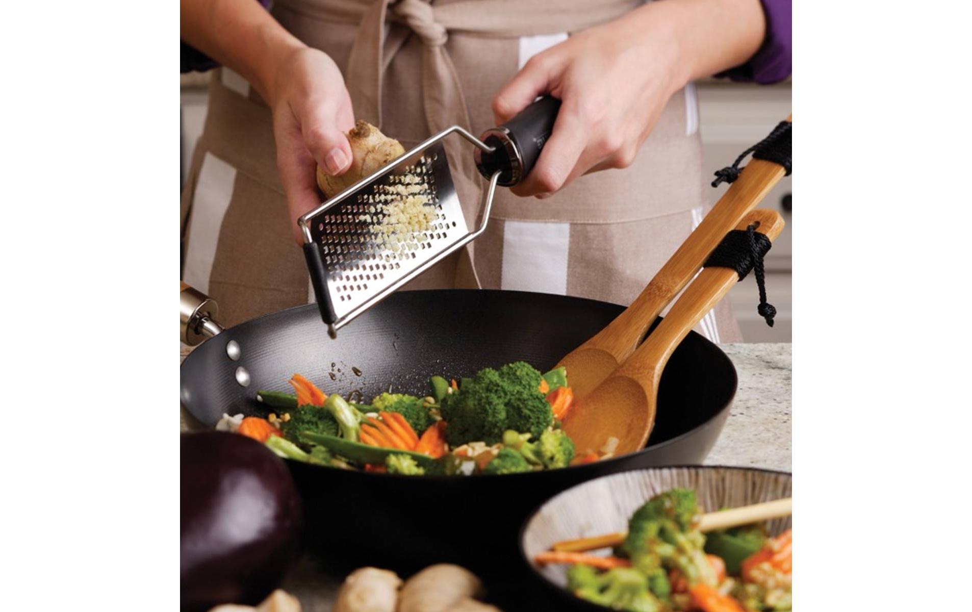 Handreibe Gourmet grob Schwarz/SilberFlache Reibe aus Edelstahl