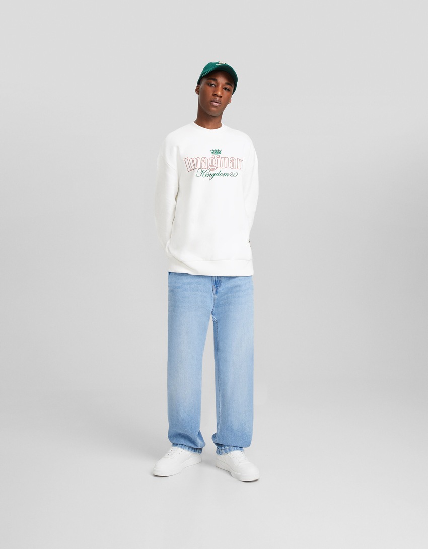 Moletom estampado com gola redonda