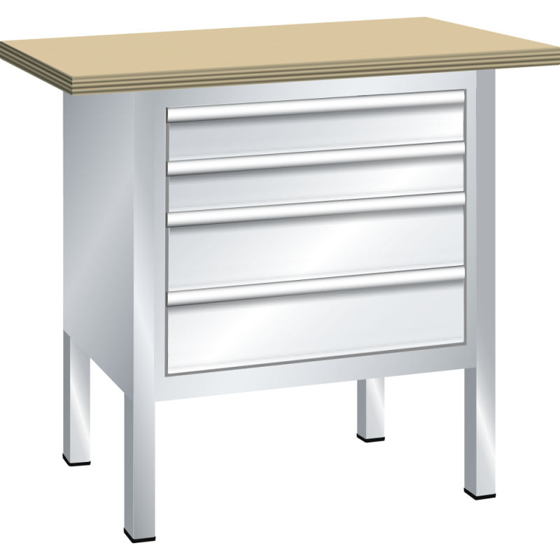 Lista - Établi compact plateau 100 x 70 cm - 4 tiroirs