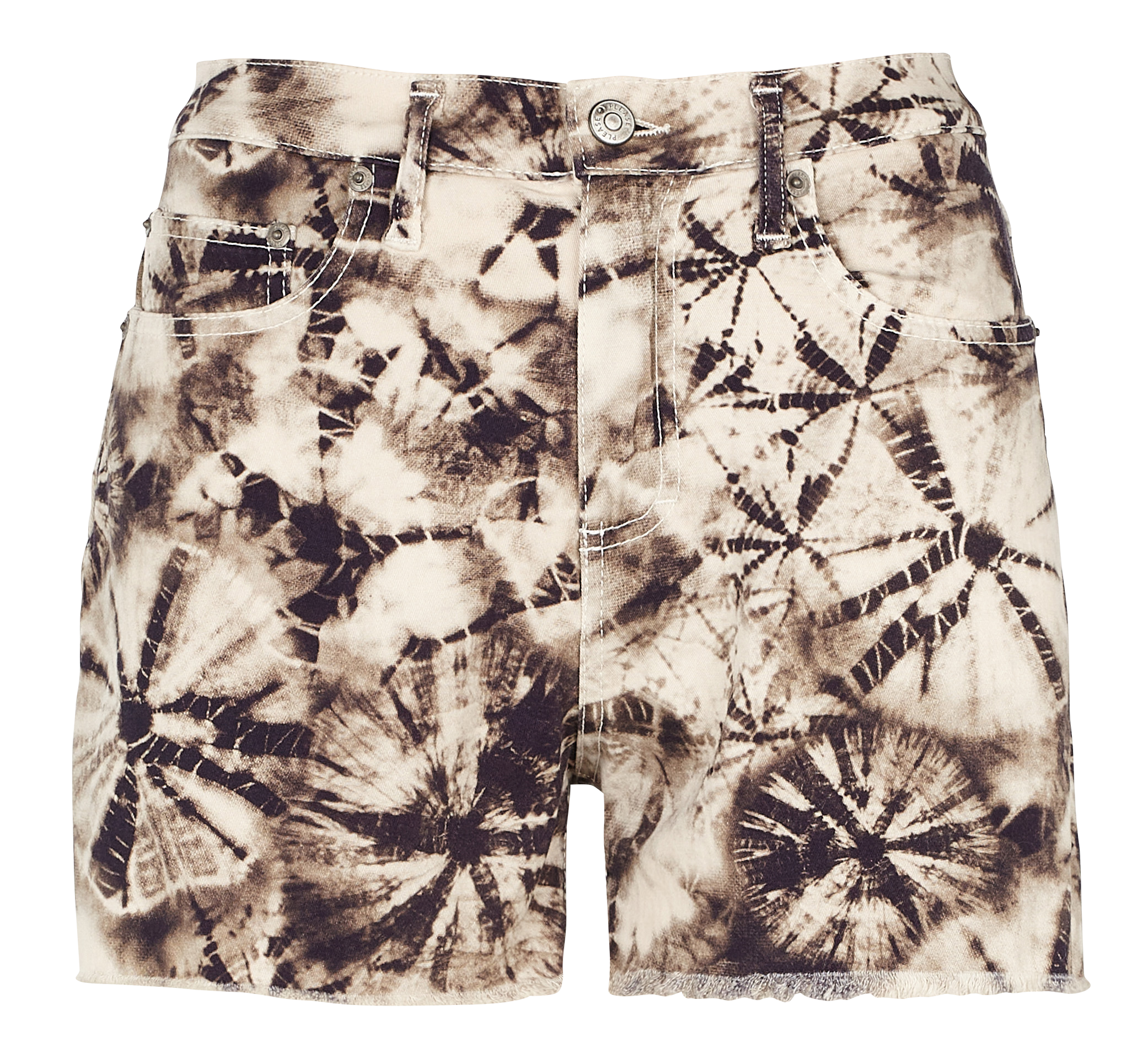 Short droit imprimé en coton mélangé | Beige