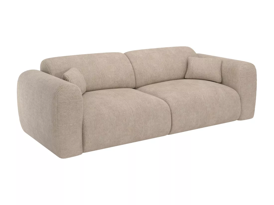 Canapé 4 places convertible en tissu texturé beige POGNI de Maison Céphy