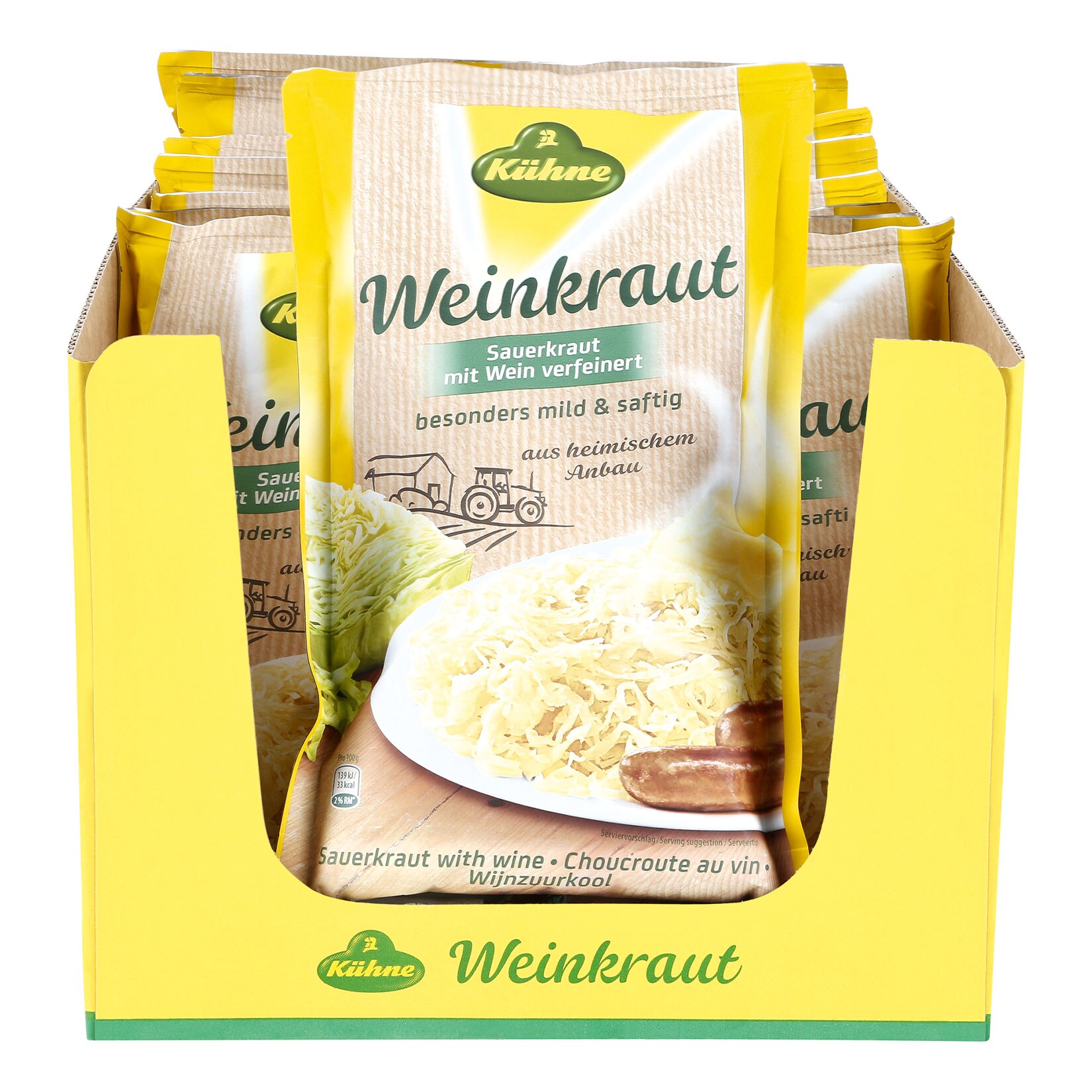 Kühne Sauerkraut mild 500 g Abtropfgewicht, 16er Pack