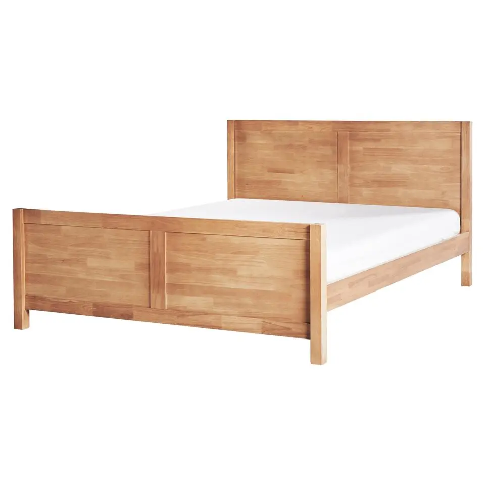 CHAMPAGNAT - Tweepersoonsbed - Lichtbruin - 160 x 200 cm - Rubberhout