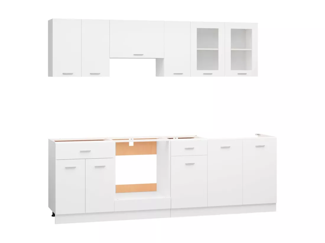 Ensemble de meubles de cuisine 8 pcs Blanc Aggloméré