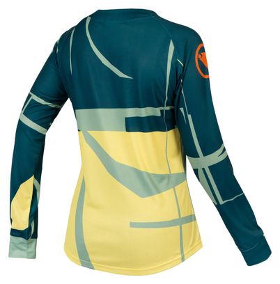 Maillot Imprimé Manches Longues Endura MT500 LTD Femme Deep Teal Bleu / Vert / Jaune