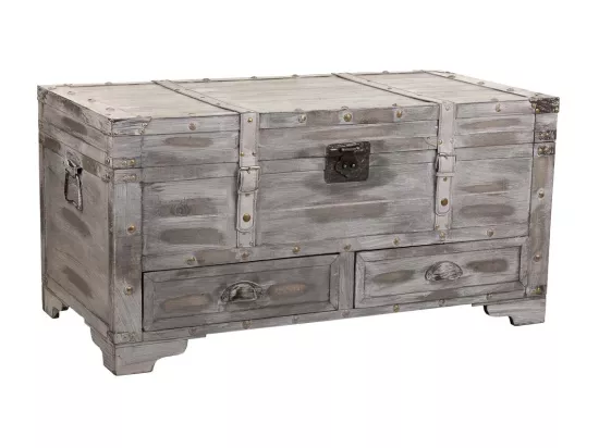 Coffre en bois blanc 90x45x45,5h
