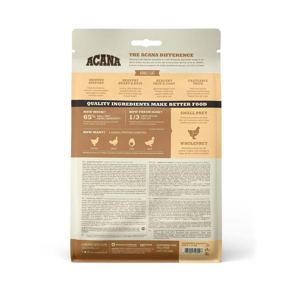 Acana Homestead Harvest Cat - Kattenvoer - 0.34 Kilogram - kalkoen, kip