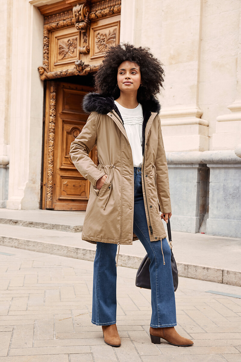 ANNE WEYBURN<br>Parka de comprimento médio com capuz fixo, perfeita para o inverno