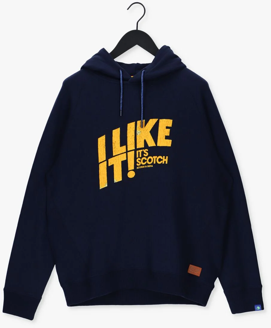 SCOTCH & SODA donkerblauwe scotch & soda sweater graphic raglan sleeve felpa hoodie