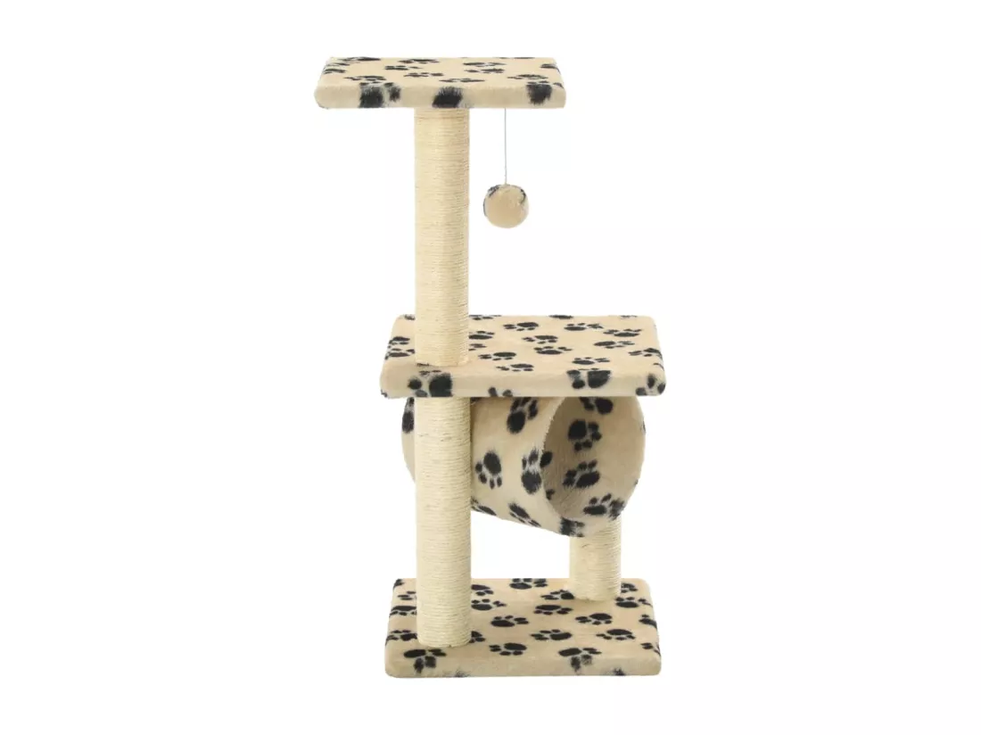 Arbre à chat avec griffoirs en sisal 65 cm Beige Motif pattes