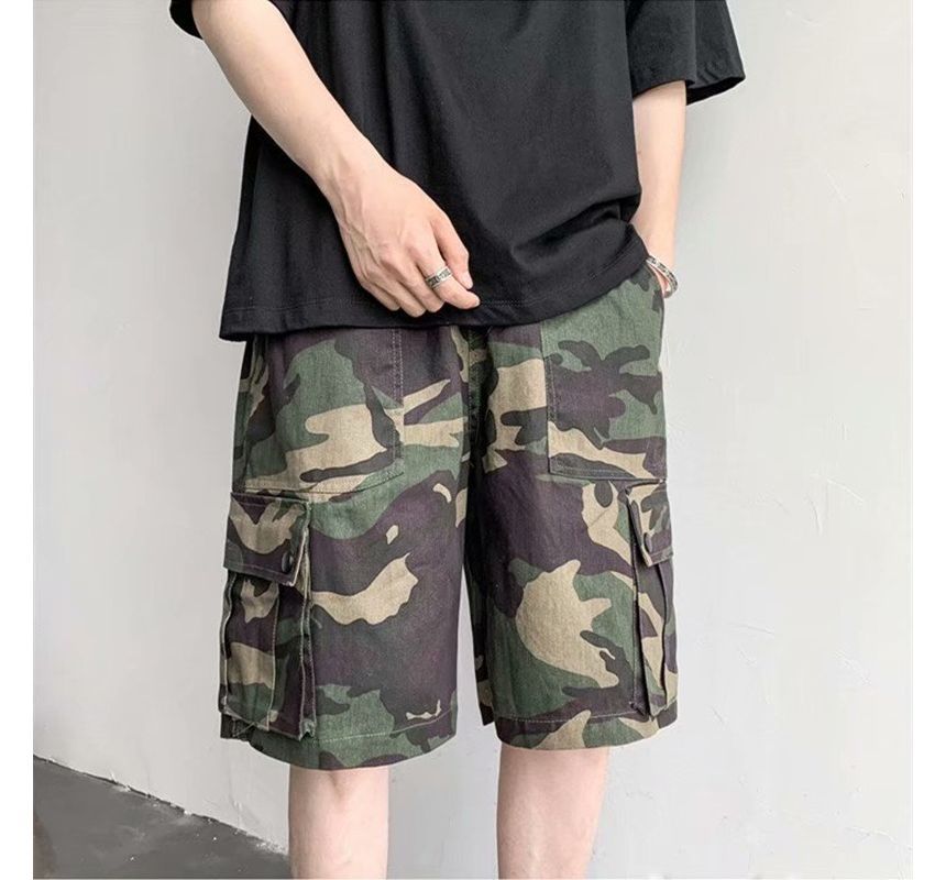 DuckleBeam - Camouflage Cargo Shorts met Middelhoge Taille