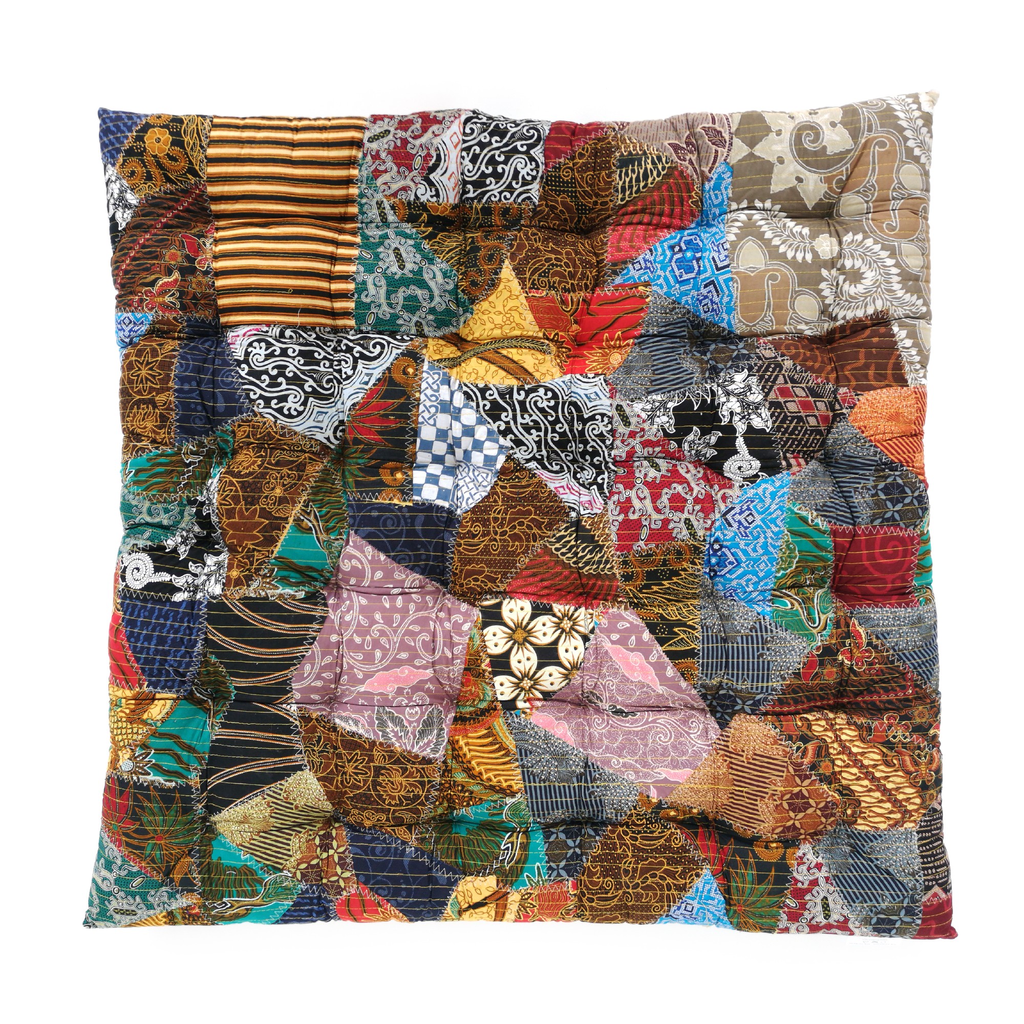 Batik-Patchwork Sitzkissen, multicolor, L 100 cm, B 100 cm, H 7 cm von fischer's lagerhaus