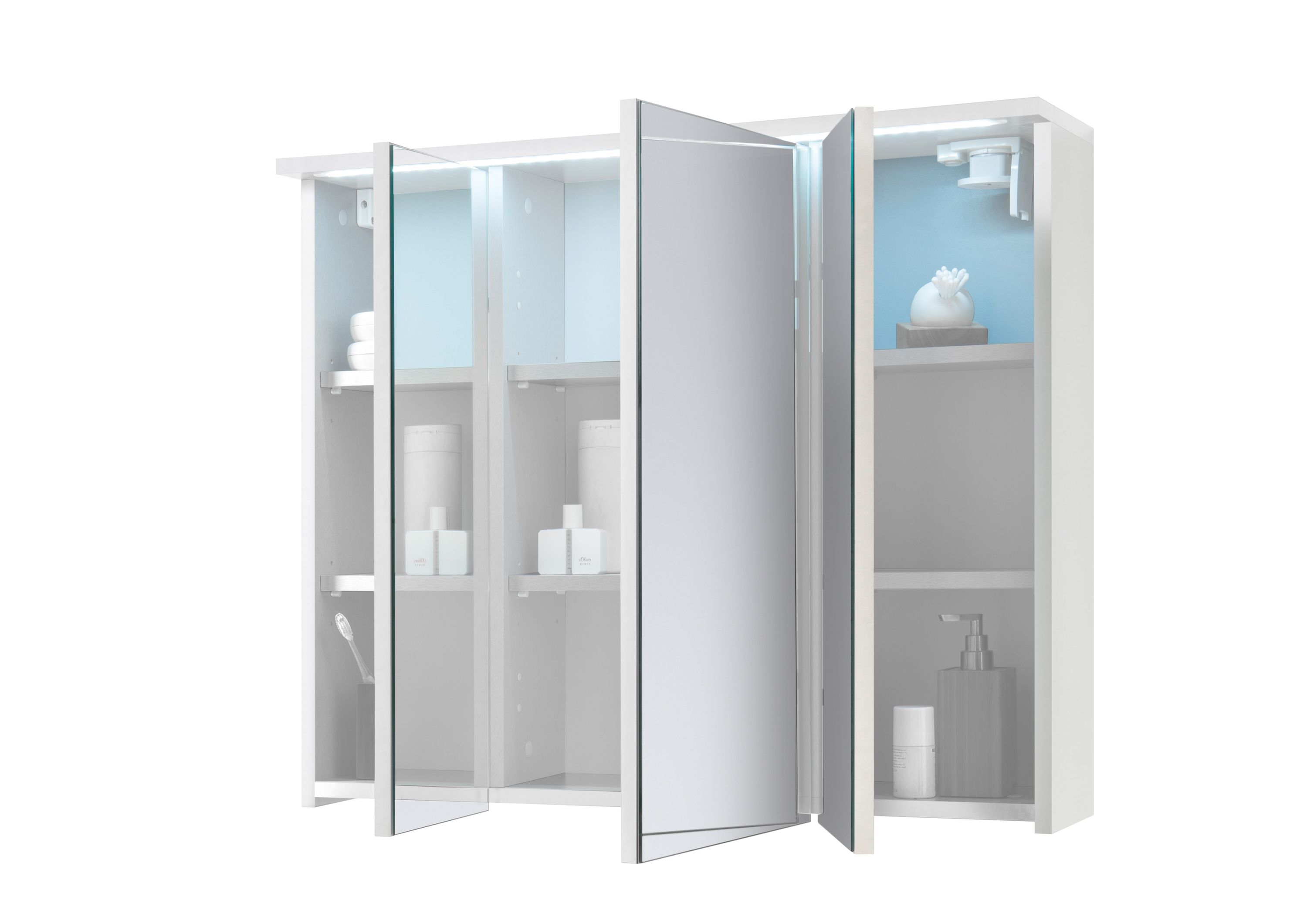 Badmöbel Spiegelschrank DUO 80 mit LED Beleuchtung Weiß