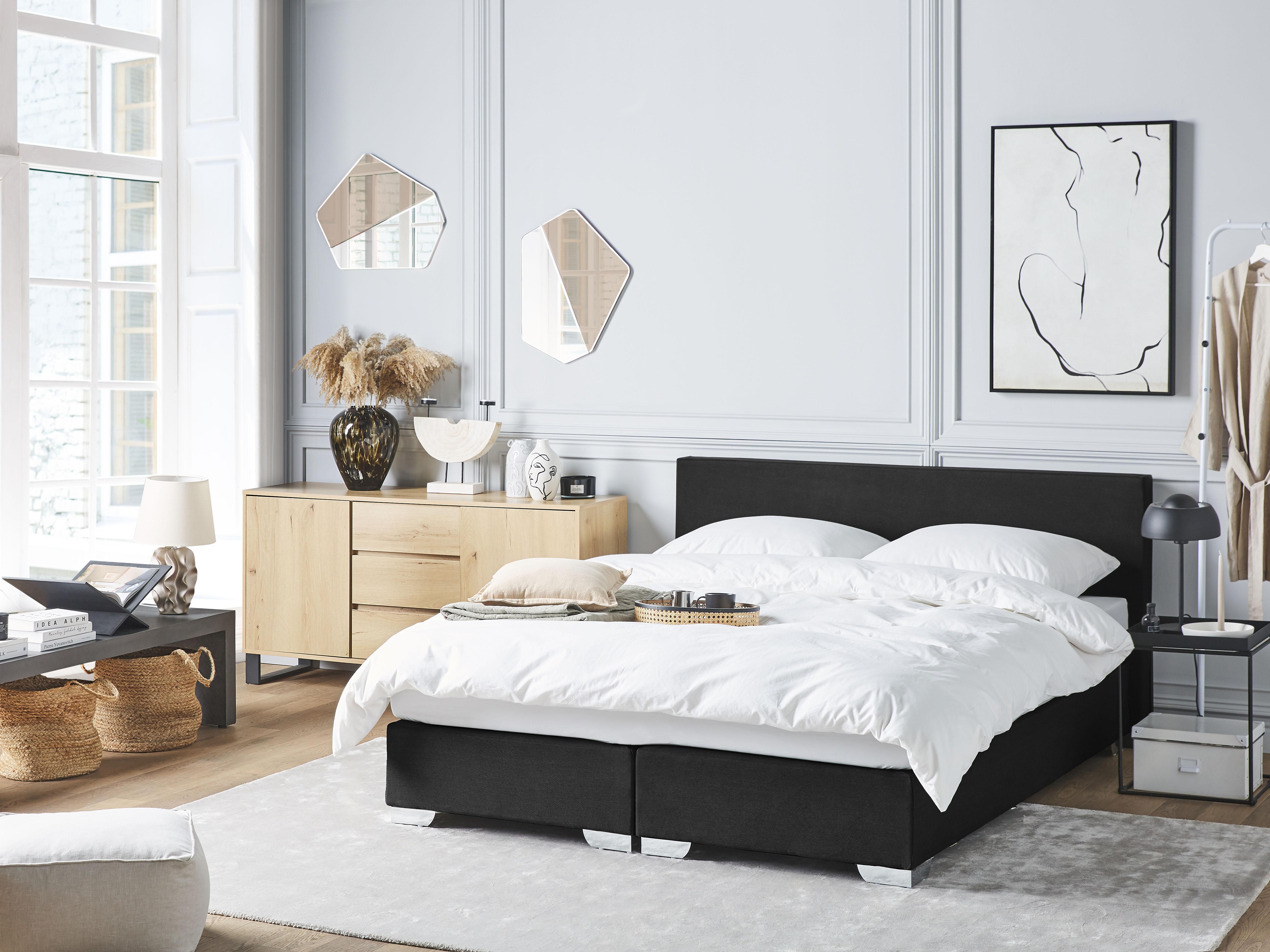 Boxspring Stof PRESIDENT 160 x 200 cm Zwart