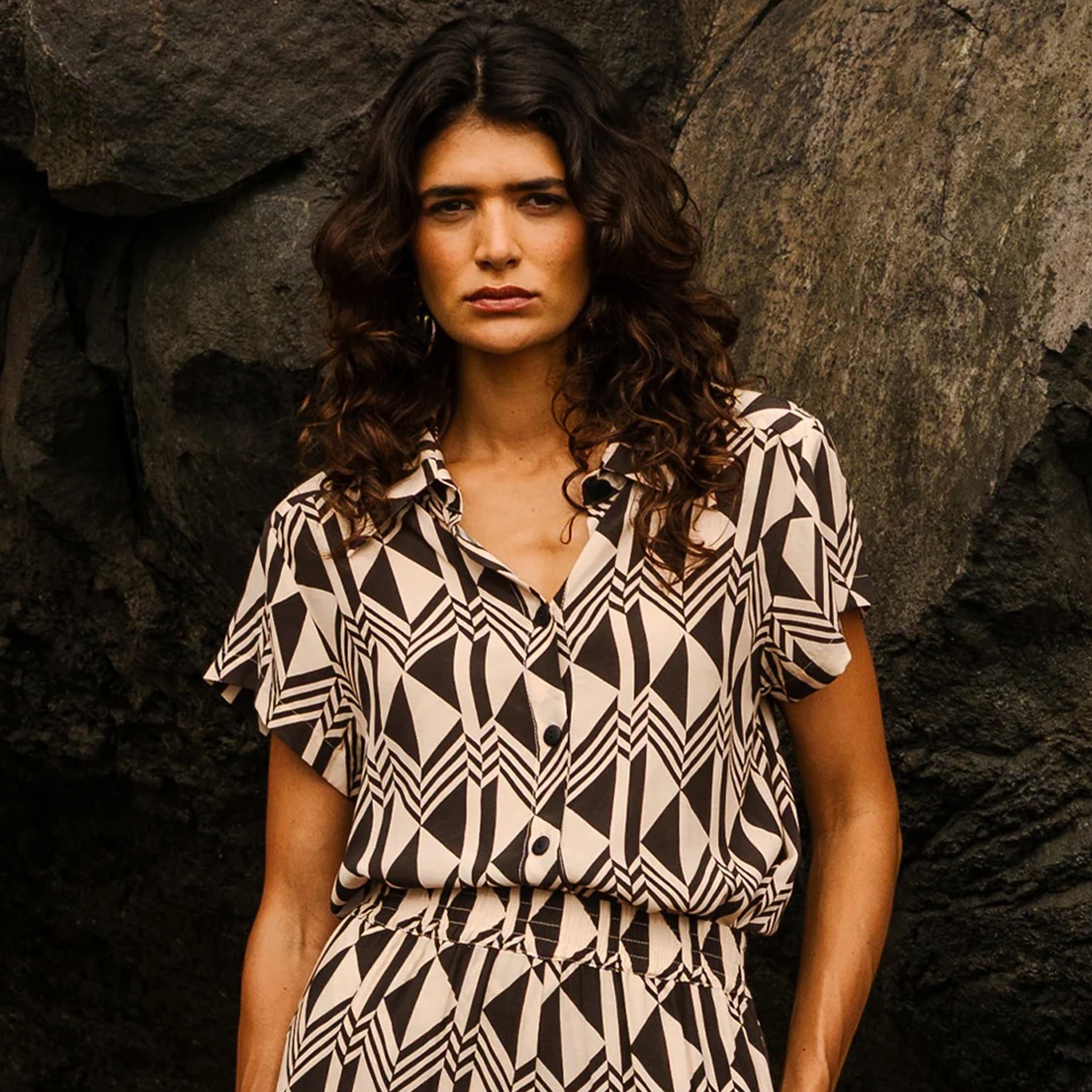 Adult Bluse Orla Foxtrot Beige Brown-Black