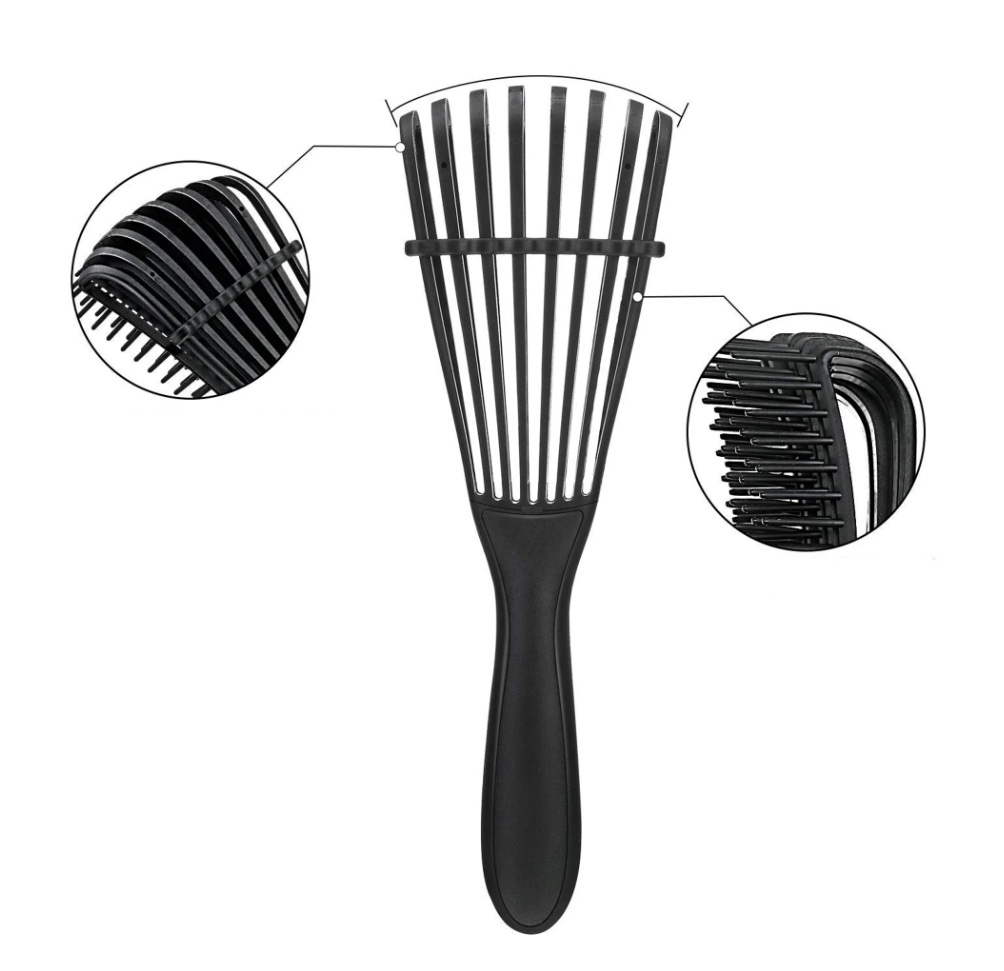 (2er Set) 65-70mm Verstellbare Locken Styling Haarbürste Kopf Massage Bürste Detangling Brush - Schwarz / Rosa