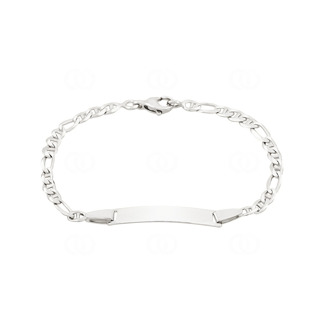 Gravurarmband Figaro 3+1 750/18 K Weissgold 2.9mm - 14cm