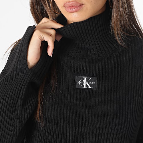 Pull Crop Col Roulé Femme 2250 Noir