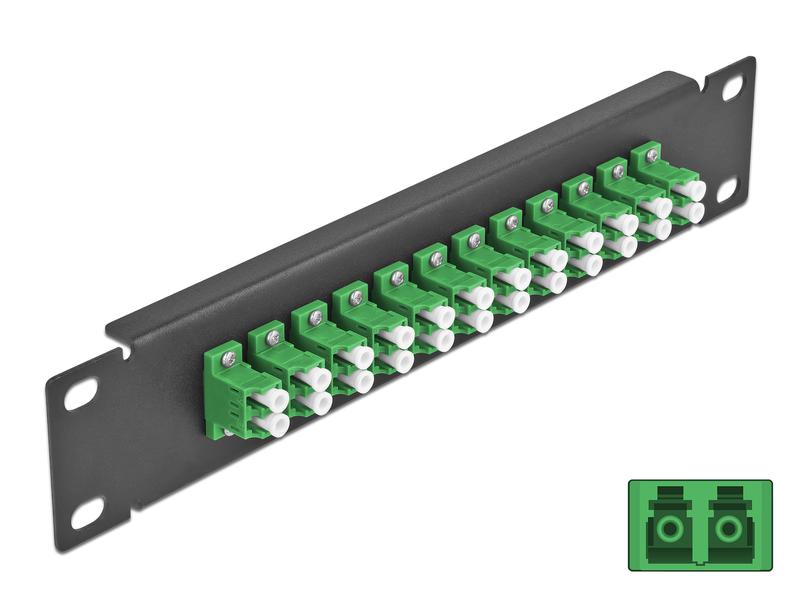 Delock Verteilerplatte 10″ LWL Patchpanel 12 Port LC Duplex 10″ LWL Patchpanel 12 Port LC Duplex grün 1 HE schwarz