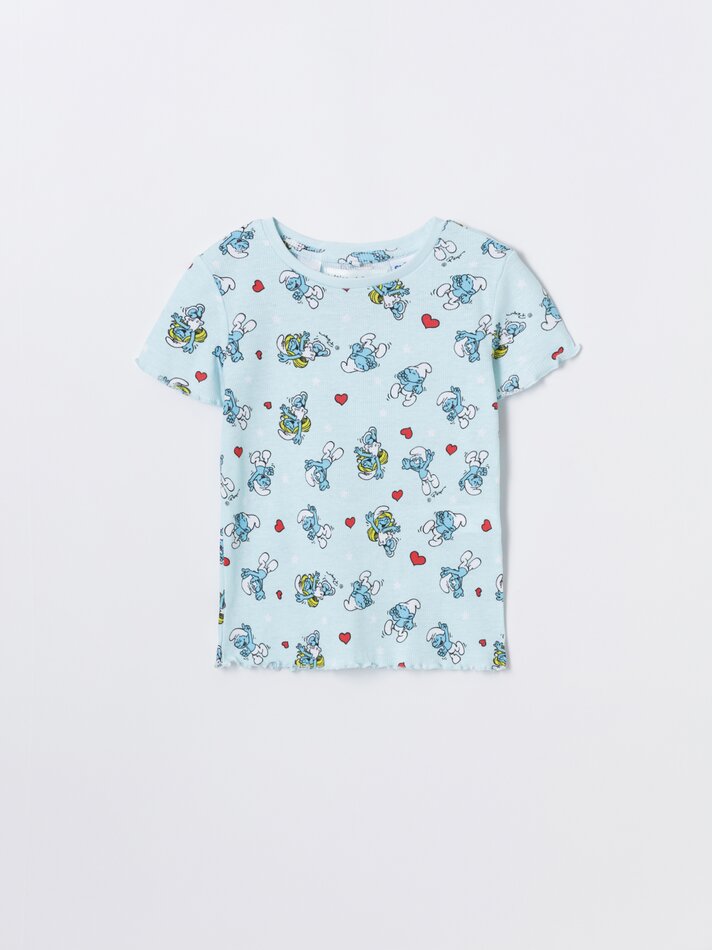 Conjunto de pijama canelado Smurfs IMPS - Azul claro