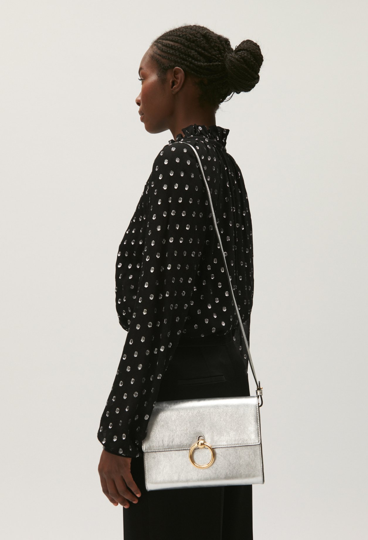 Pochette Anouck cuir argent