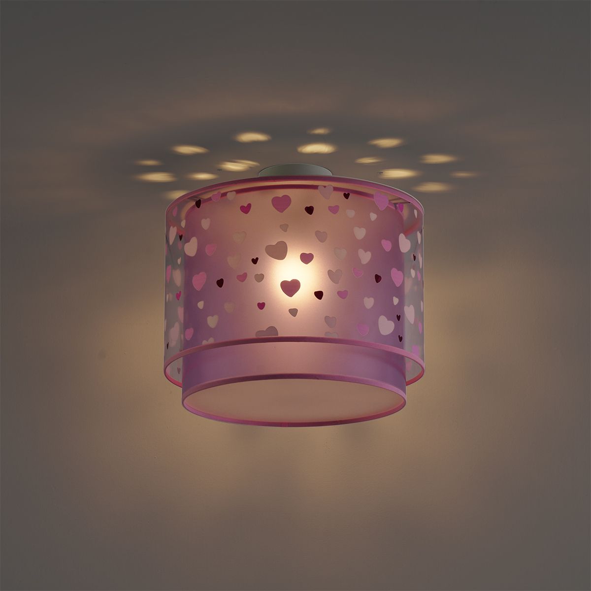Kinder plafondlamp roze met hartjes - Harrie in Love