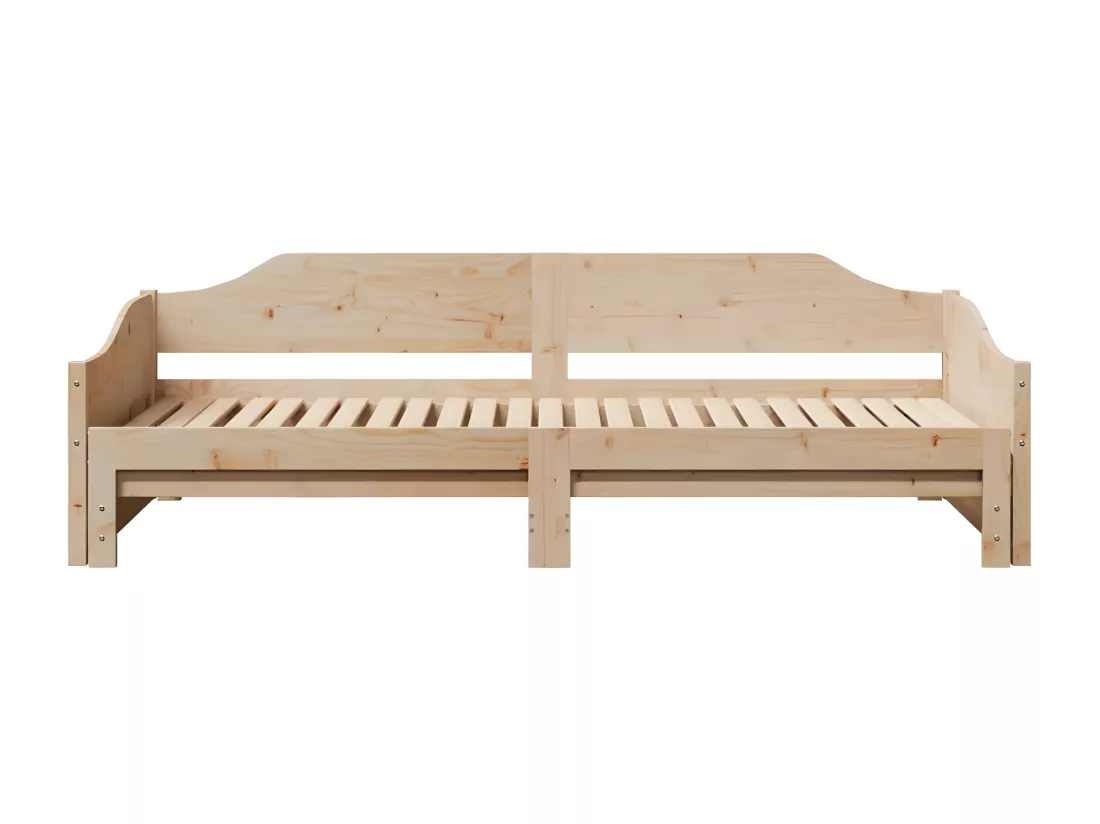 Lit de jour avec lit gigogne 80x200 cm bois de pin massif