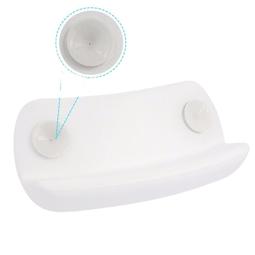 (25x13cm) Schaumstoff Badewannen Kissen Ergonomisches Nackenkissen Kopfstütze mit 2 Saugnäpfen - Weiss