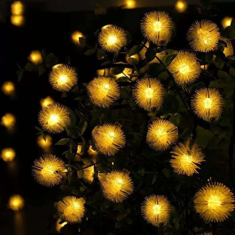 (6.5m) 30 LED's Deko Solar Lichterkette Pusteblumen Outdoor Beleuchtung IP65 - Warmweiss