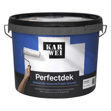 KARWEI Perfectdek muur en plafondverf mat binnen RAL 9016 verkeerswit 10 liter