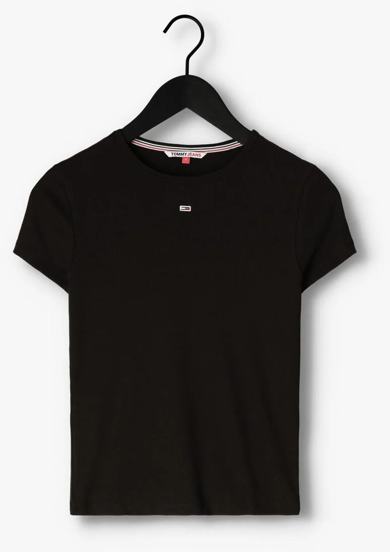 TOMMY JEANS zwarte tommy jeans t-shirt tjw bby essential rib ss