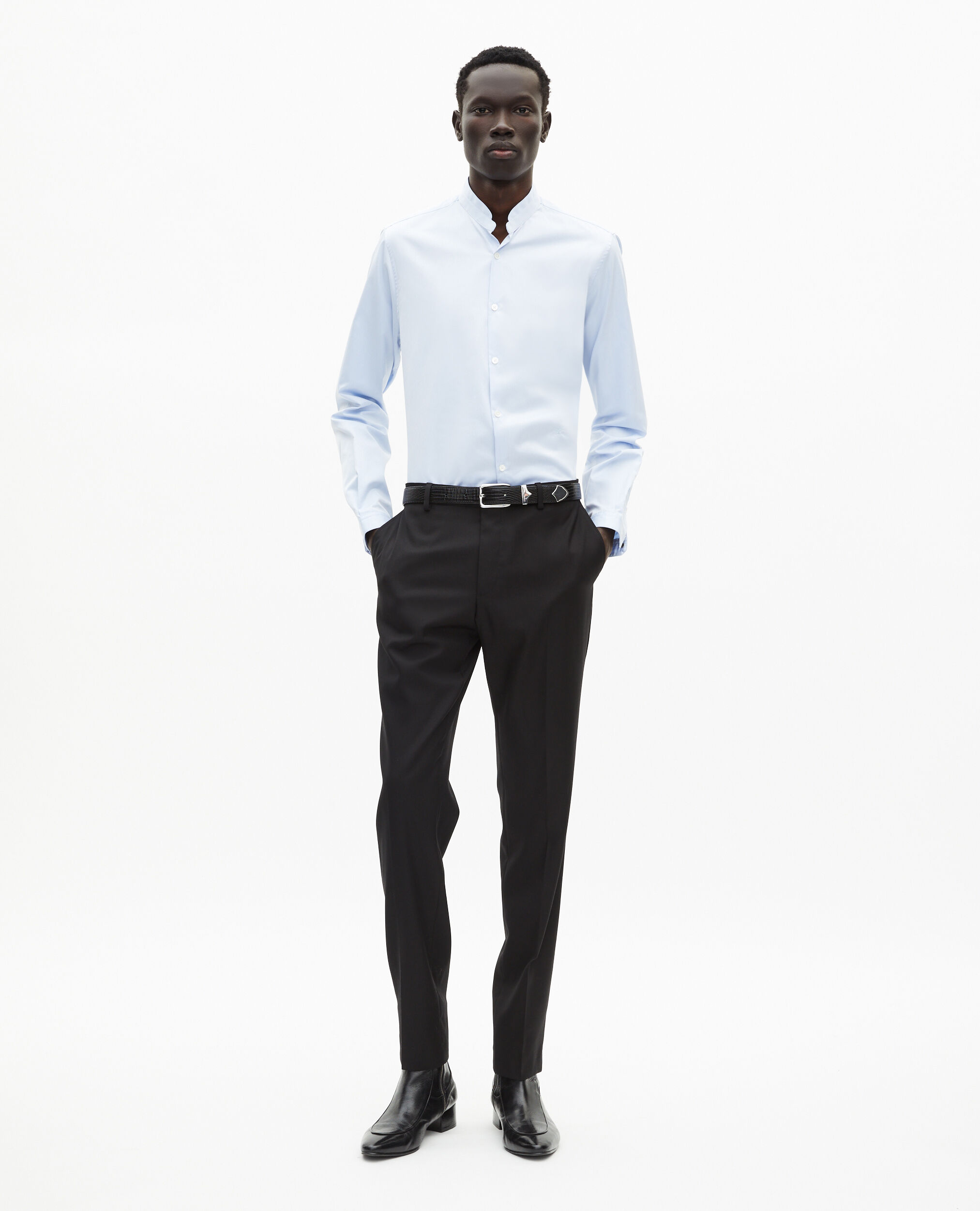Pantalon de costume en laine ajusté noir