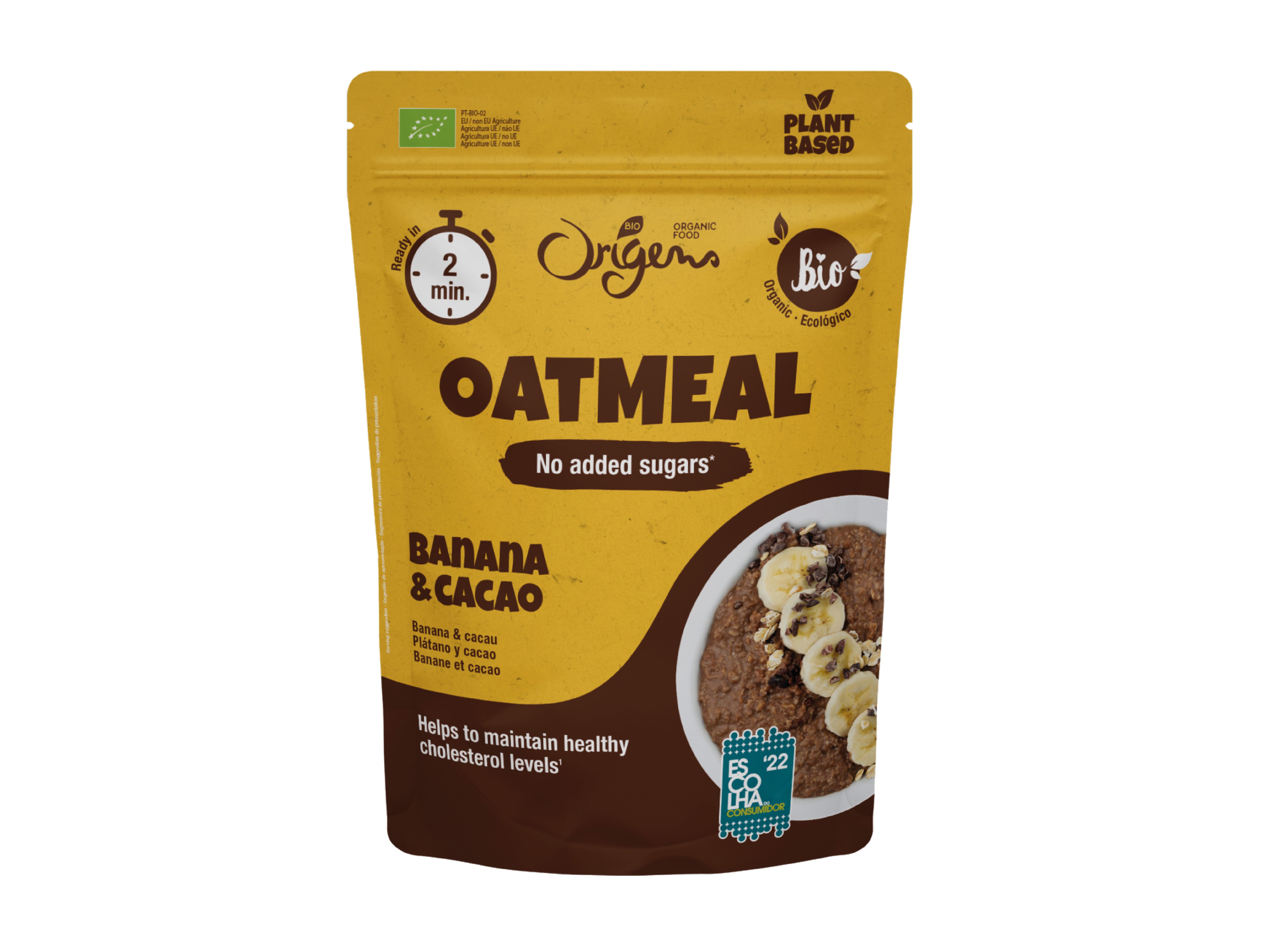 PAPAS DE AVEIA ORIGENS BIO BANANA E CACAU 300G