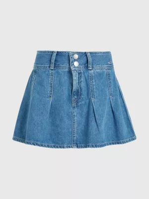 Minissaia plissada em jeans reciclado